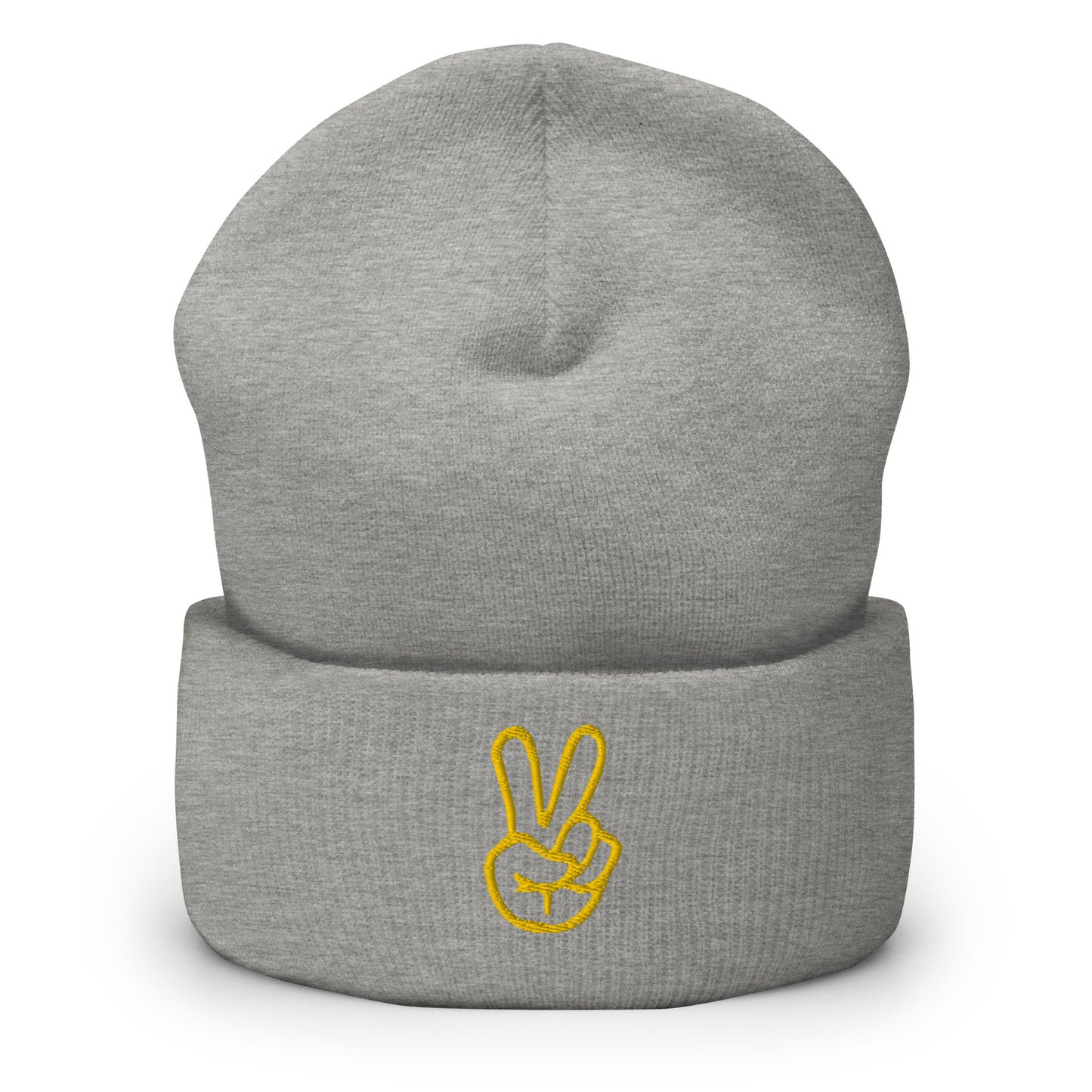 Yellow Peace Cuffed Beanie